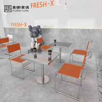 Stainless steel chair net red drink shop dessert café milk tea shop backed metal chair recreational chair table and chair