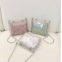Transparent chain bag female messenger 2020 new net red ins student wild embroidery small fresh jelly bag