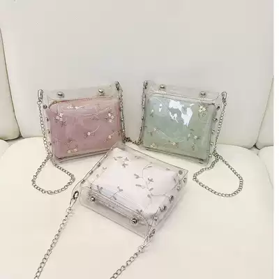 Transparent chain bag female messenger 2020 new net red ins student wild embroidered small fresh jelly bag