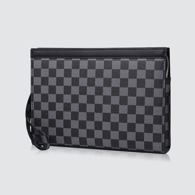 Men's handbag genuine leather luxury brands Handbags Leisure business Hand-held handbag Handbag Plaid Letters packets