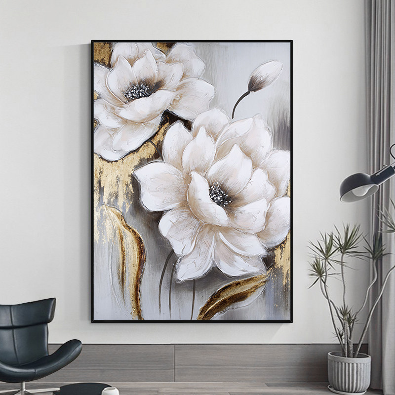 Light luxury restaurant decoration painting high-end living room hanging painting abstract flower oil painting dining room fresco painting table high-end hand painting