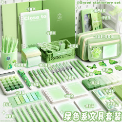 Back-To-School Gift Package with High Appearance Value ins Style Pen Bag Stationery Set Gift Box Practical Dopamine Green Stationery Box Gift Boys and Girls Pen Box School Supplies Primary School Students Junior High School Birthday Gifts