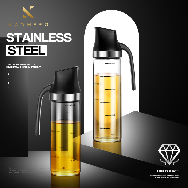 German oil pot cans with oil seasoning bottle kitchen household glass leak-proof soy sauce vinegar sesame oil automatic opening and closing
