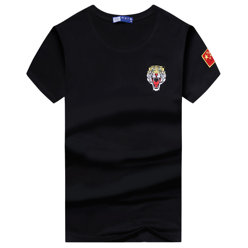 Embroidered wolf head special forces T-shirt Round neck short sleeve half sleeve training T-shirt Flag army fan uniform Men's vest T-shirt