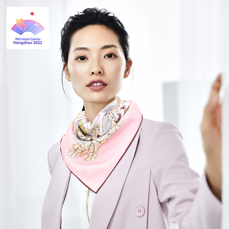 Welcome to Hangzhou series 100% mulberry silk Chinese scarf Women's silk scarf Winter silk scarf Hangzhou Asian Games