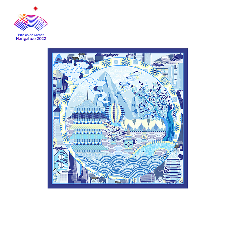 Hangzhou time difference series 100% mulberry silk large towel Wild silk scarf Winter women's scarf Hangzhou Asian Games