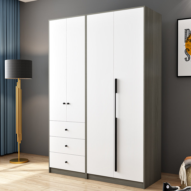 Wardrobe sliding door simple modern economical bedroom overall assembly wooden 2 door sliding door coat overall cabinet