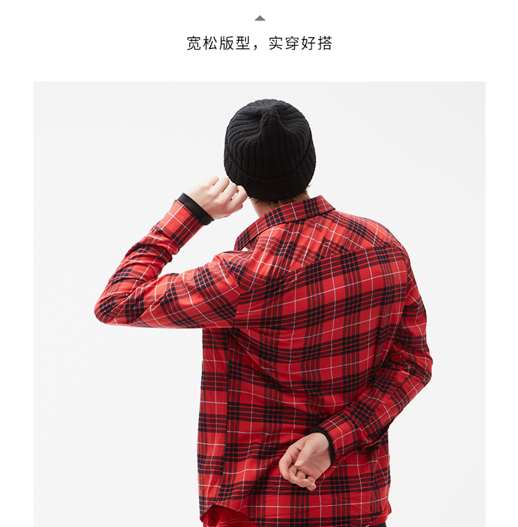 Leo Messi Men's Red Plaid Casual Long-sleeved Shirt