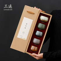 Three times Japanese five elements tea cup ceramic five famous kiln tea cup kung fu rough pottery tea cup Master Cup set