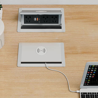 Flip-top socket with wireless charging desktop embedded power strip USB desk conference table wiring board