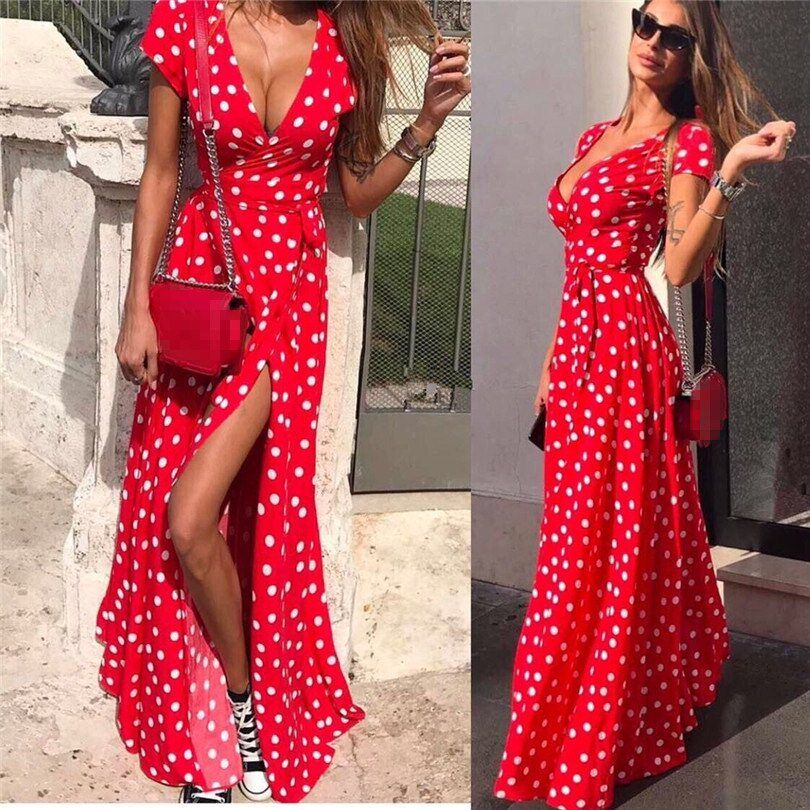 Bohemia dot printed dress female п л а т ь second е м