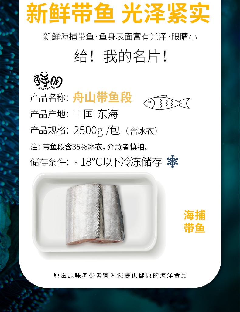 鲜朋 舟山带鱼中段 净重325g 图2
