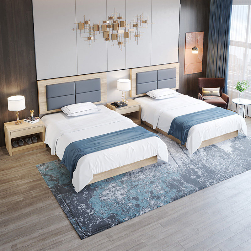 Guangxi factory direct selling hotel furniture standard room full set of hotel bed custom simple modern hotel room bed box