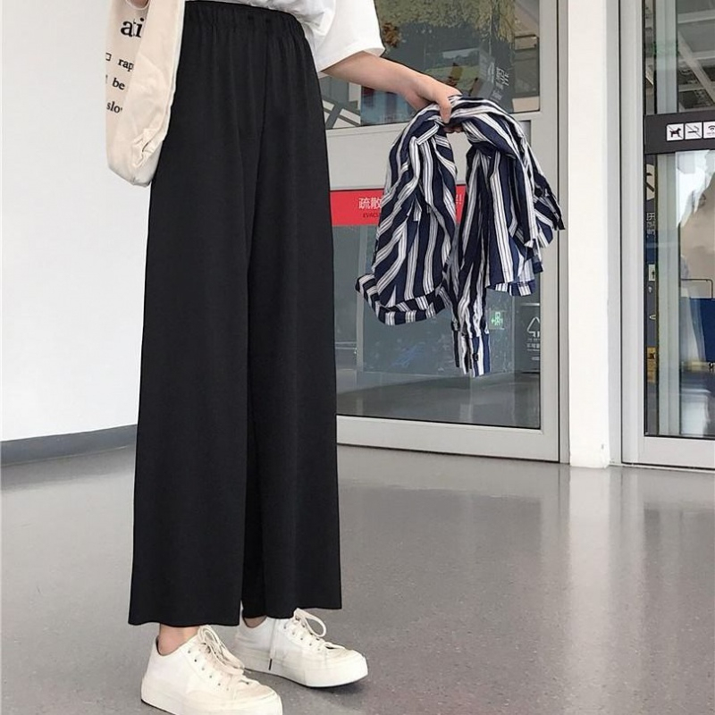 Black Slim-Fit Loose Wide-Leg Pants for Women 2026 New Spring and Autumn High-Waisted Drapey Pants Cropped Pants Lazy Style Black Slim-Fit Loose Wide-Leg Pants for Women 2026 New Spring and Autumn High-Waisted Drapey Pants Cropped Pants Lazy Style