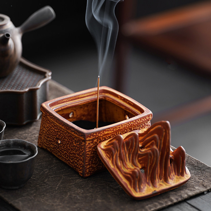 🌿古韵新香：四方禅意博山炉，让家中飘满禅意清香🍃-香熏灯炉/器具