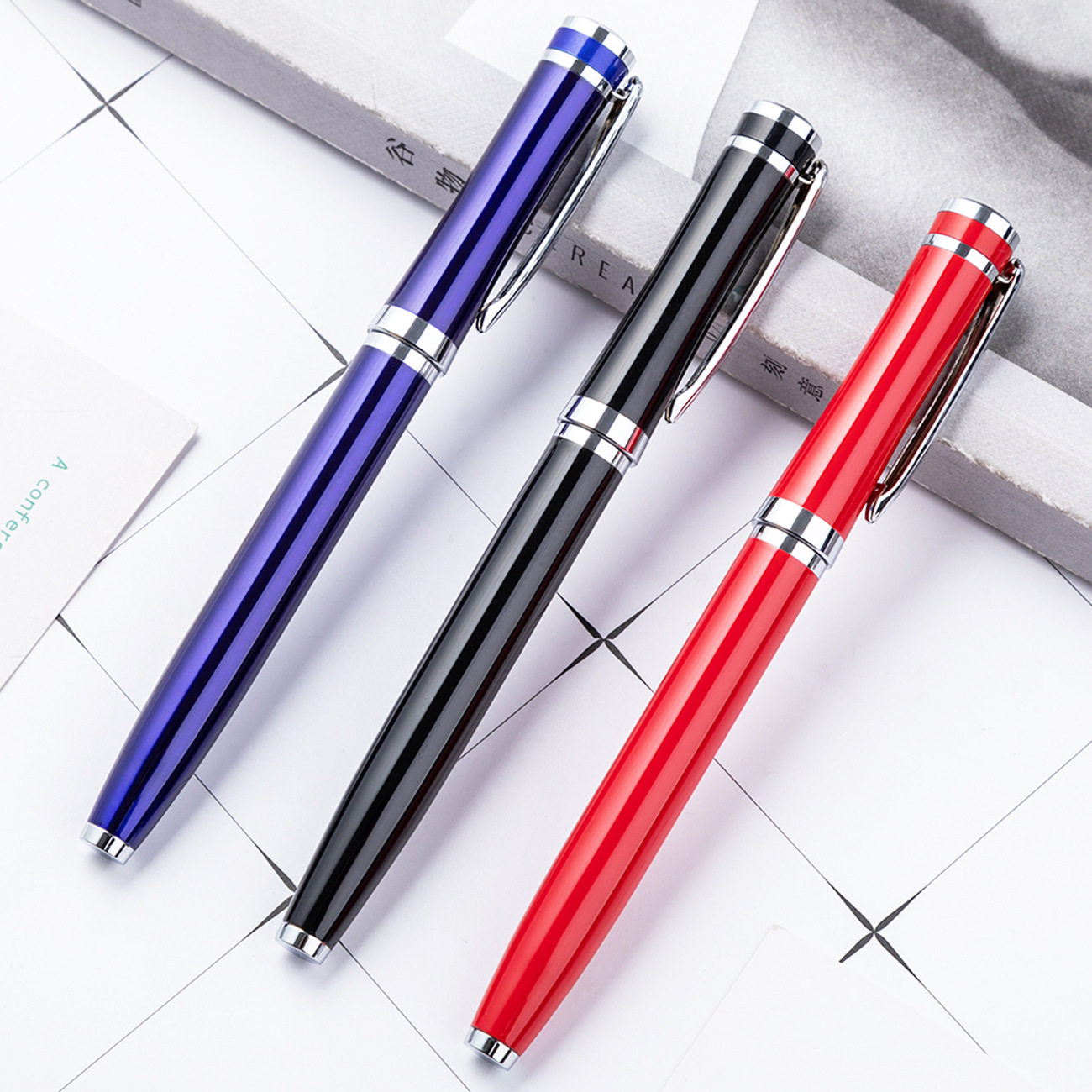Men's black business high-grade metal shell gel pen creative retro signature pen student special custom-made