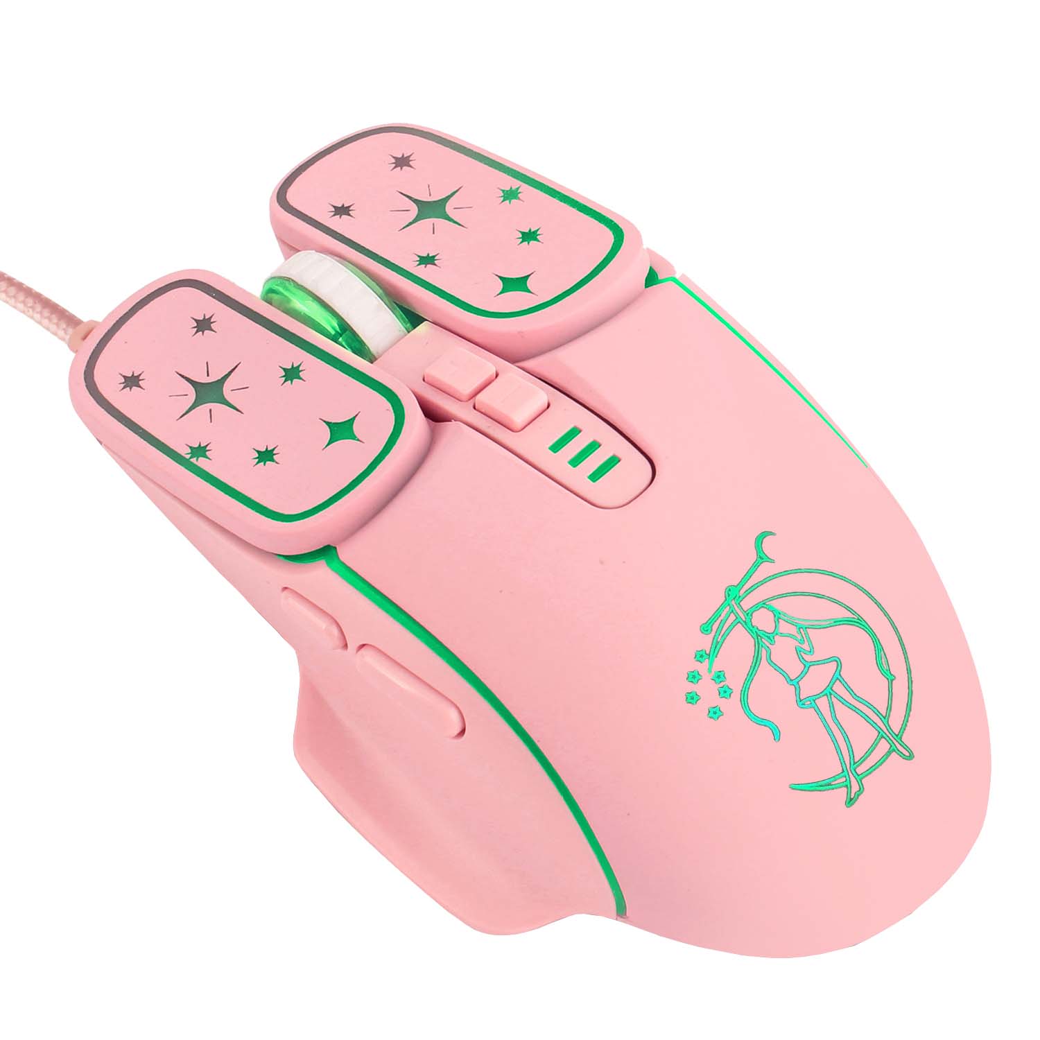Beautiful girl mute luminous wired mouse girl pink girl heart high value notebook desktop computer game