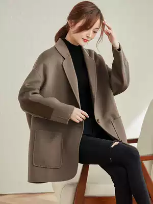 Double-sided cashmere suit coat women's mid-length version of the 2021 new Korean high-end loose small wool coat