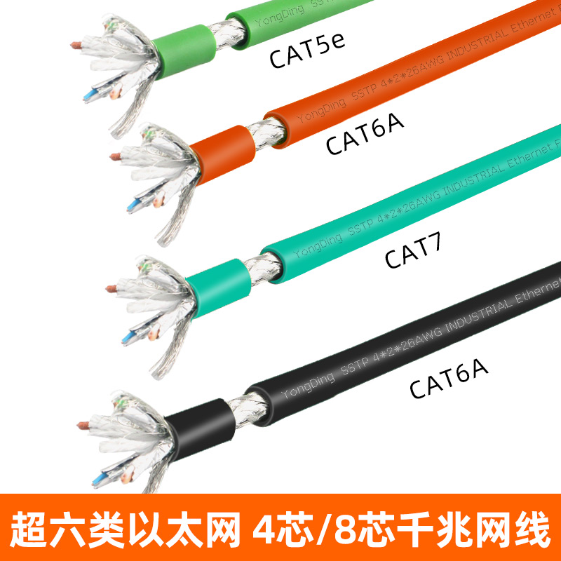 Yongding Industrial Double Shield CAT6a High Soft Tow Chain Profinet Servo 8 Core one thousand trillion Abrasion Resistant PUR Network Wire Total-Taobao