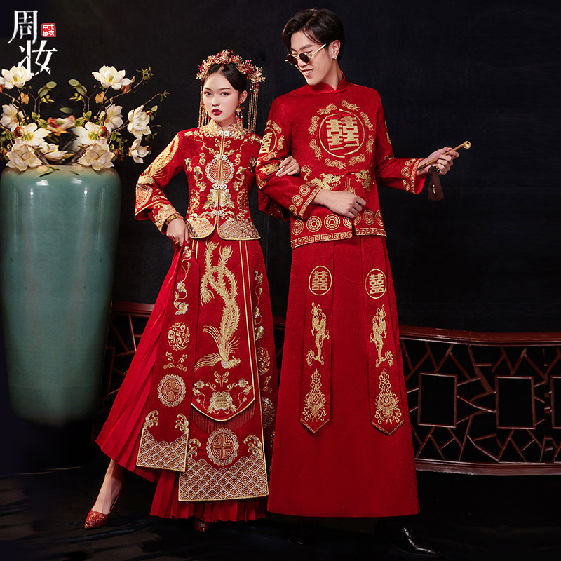 Couple's show and suit 2022 new Chinese style gown wedding Heineken show Won't come out of the attic with a toast to the wedding spring and summer