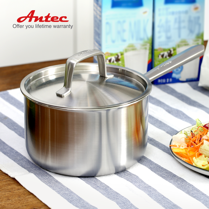 Antitanium Gram 316 Stainless Steel Milk Pan 18cm Healthy No-Coated Bubble Noodles Boiled Milk Baby Covegan Pan Gas Versatile
