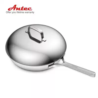 Antiac five-layer composite 316 stainless steel wok 30cm non-coated single handle non-stick pan less lampblack General