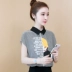 Thời trang mùa hè búp bê cổ áo váy phụ nữ áo sơ mi voan của phụ nữ 2021 mới hợp thời trang siêu cổ tích áo sơ mi ngắn tay - Áo sơ mi chiffon ren Áo sơ mi chiffon ren