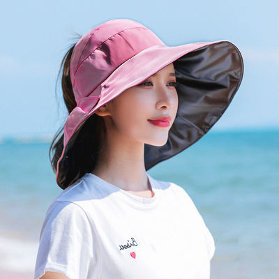 渔夫帽女帽子夏季防晒韩版潮日系遮脸防紫外线帽子大沿防晒遮阳帽