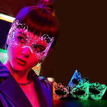 led luminous glasses live broadcast party concert bar atmosphere props fox mask half face halloween dance party