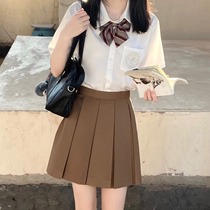 (Pole Star One Division) cyan gray black solid color skirt all-match skirt box pleated basic spring and summer jk skirt jk uniform