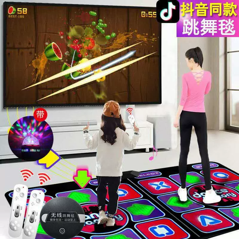 Douyin đang chạy thảm nhảy đôi TV không dây đặc biệt somatosensory bảng điều khiển trò chơi gia dụng máy nhảy dày - Dance pad