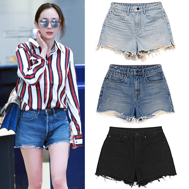 Net red Korean wide-leg shorts women's 2022 summer new high-waisted all-match thin, ripped holes, rough edges, ultra-short hot pants tide