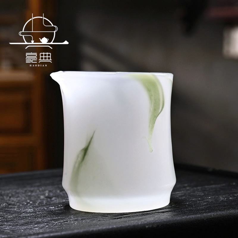 Emerald glazed fair cup even cup tea ware jade porcelain male cup ceramic large tea sea kung fu tea set accessories household