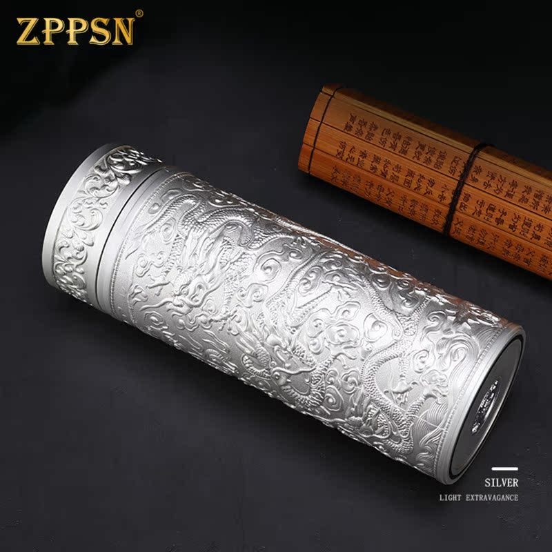 ZPPSN Kowloon sterling silver water cup 999 liner silver cup Retro style men's car thermos cup high-end gift cup