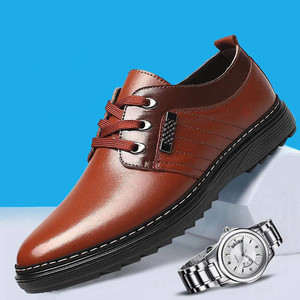 单/加绒新款鞋男士休闲秋季商务透气皮鞋