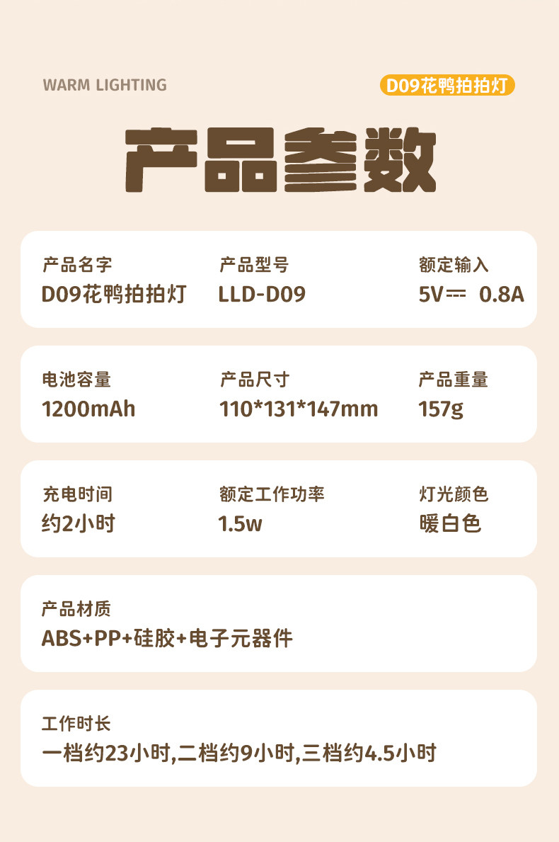 FaSoLa Life 夜燈 1個 可定時充電款 情人節日過新年生日禮物 治癒解壓可愛鴨鴨手機支架 多功能床頭桌面雛菊花鴨子小拍拍燈