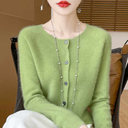 First-line ready-to-wear 100% pure wool cardigan for women