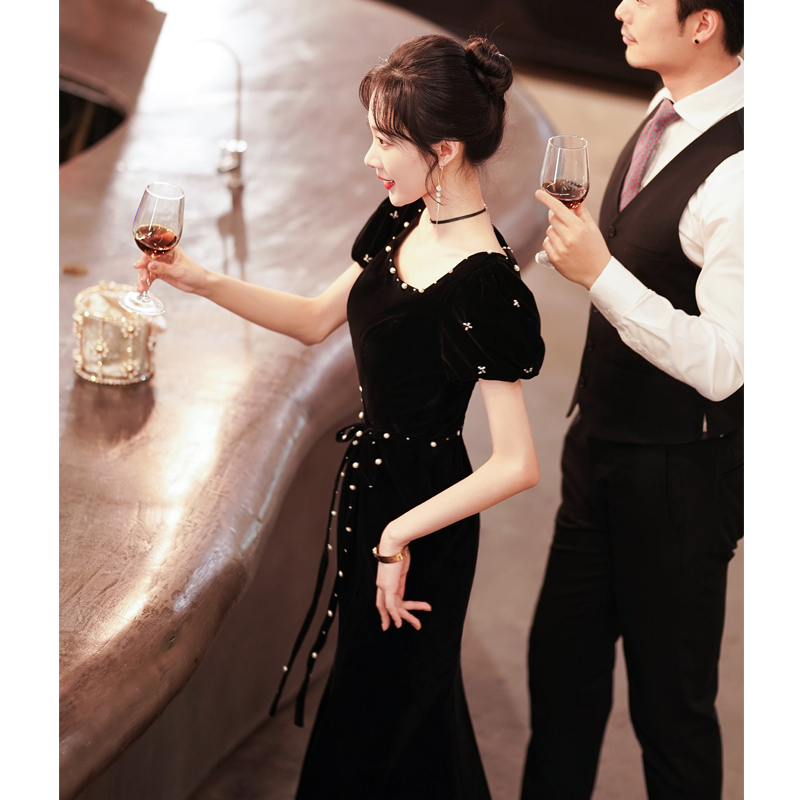Elite evening dress, black colored advanced winter bag, 2023 collection, 