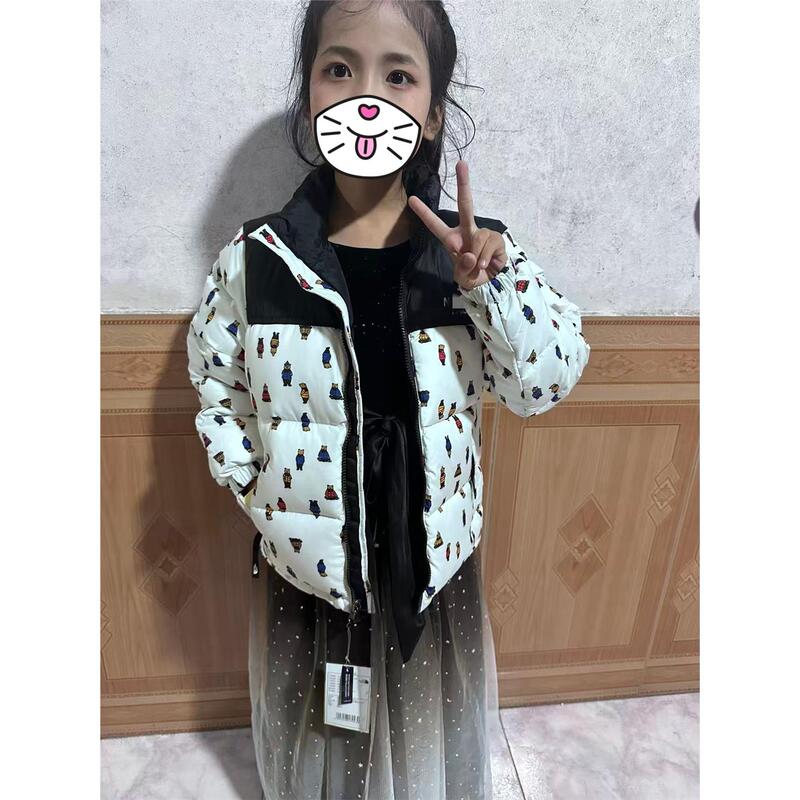 Cross-Border High-Quality North Face Children's down Jacket, White Duck Down, Warm Cartoon Coat for Boys and Girls, New Winter Thickened Version