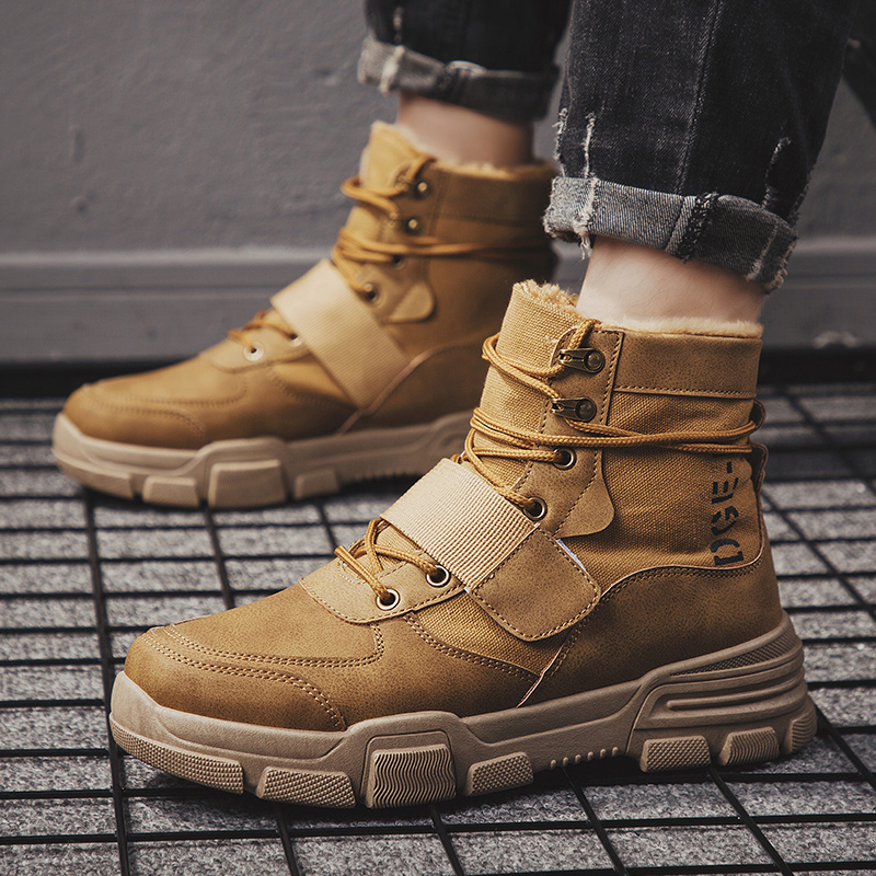 马丁靴男潮鞋男鞋高帮英伦风男士中帮雪地靴冬季工装靴子棉鞋加绒