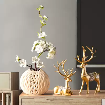 Home living room modern simple entrance decoration and decoration craft products Deer TV wine cabinet creative light luxury ornaments