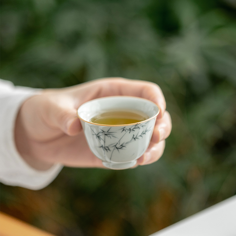 Tea cup Gongfu Tea Master's cup Female high-end Jingdezhen Ceramics High-end Personal Special Tang Grass Cup special cup for tea-Taobao