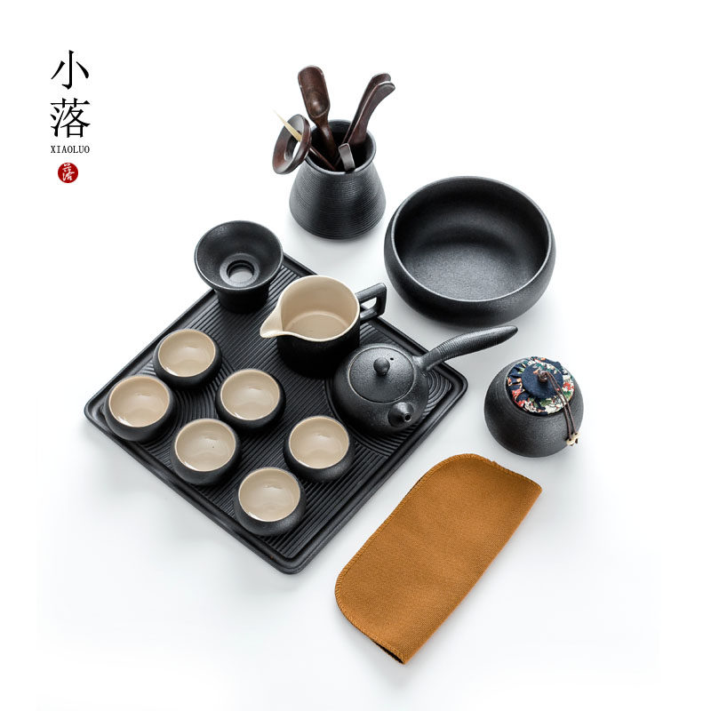 Xiaoluo Japanese-style tea set set ceramic kung fu tea tray modern minimalist Zen dry bubble tray teapot teacup home