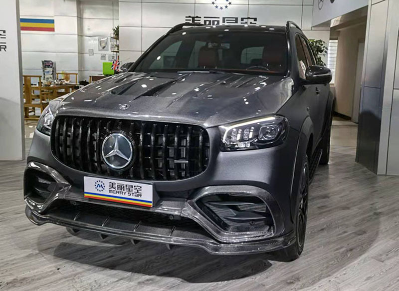 Suitable for Mercedes-Benz Gls450 Gls63 Modified Larte Design Carbon Fiber Small Body Kit Front Lip Rear Lip Hood