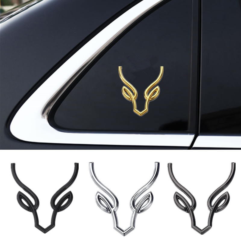 Yilu Ping'an car logo personality modification 3D three-dimensional car stickers antlers creative metal body stickers car decoration tail logo