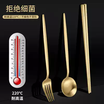 304 stainless steel chopsticks spoon tableware set box three-piece titanium plated portable tableware student storage single