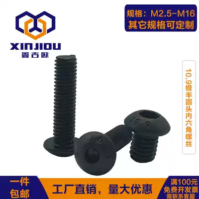 10 9 level semi-round head hexagon socket screw M2 5m3m6m8M10 mushroom head m4 yuan round Cup pan head screw m5