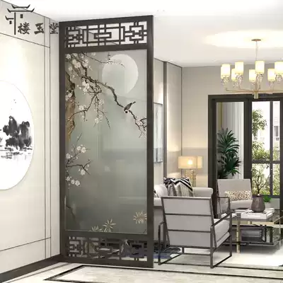 New Chinese style solid wood screen partition living room household small apartment decoration entrance entrance barrier hollowed out