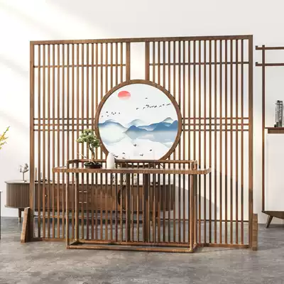 Chinese style screen partition Living room entrance Bedroom office occlusion Simple modern full solid wood hollow mobile seat screen