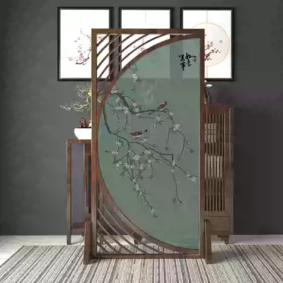 New Chinese screen partition living room bedroom office block entrance door solid wood porch simple decorative seat screen